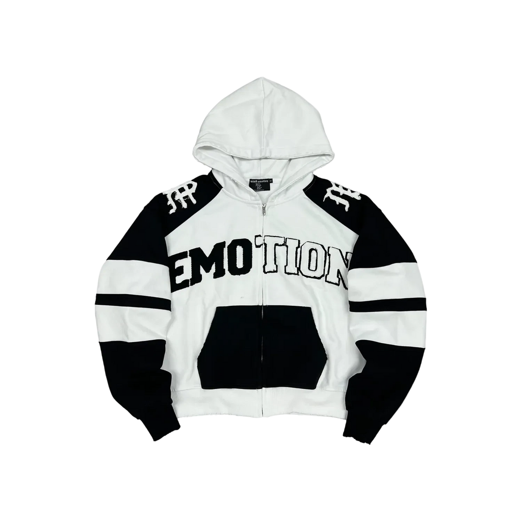 Mixed Emotions Varsity Hoodie – Black/White