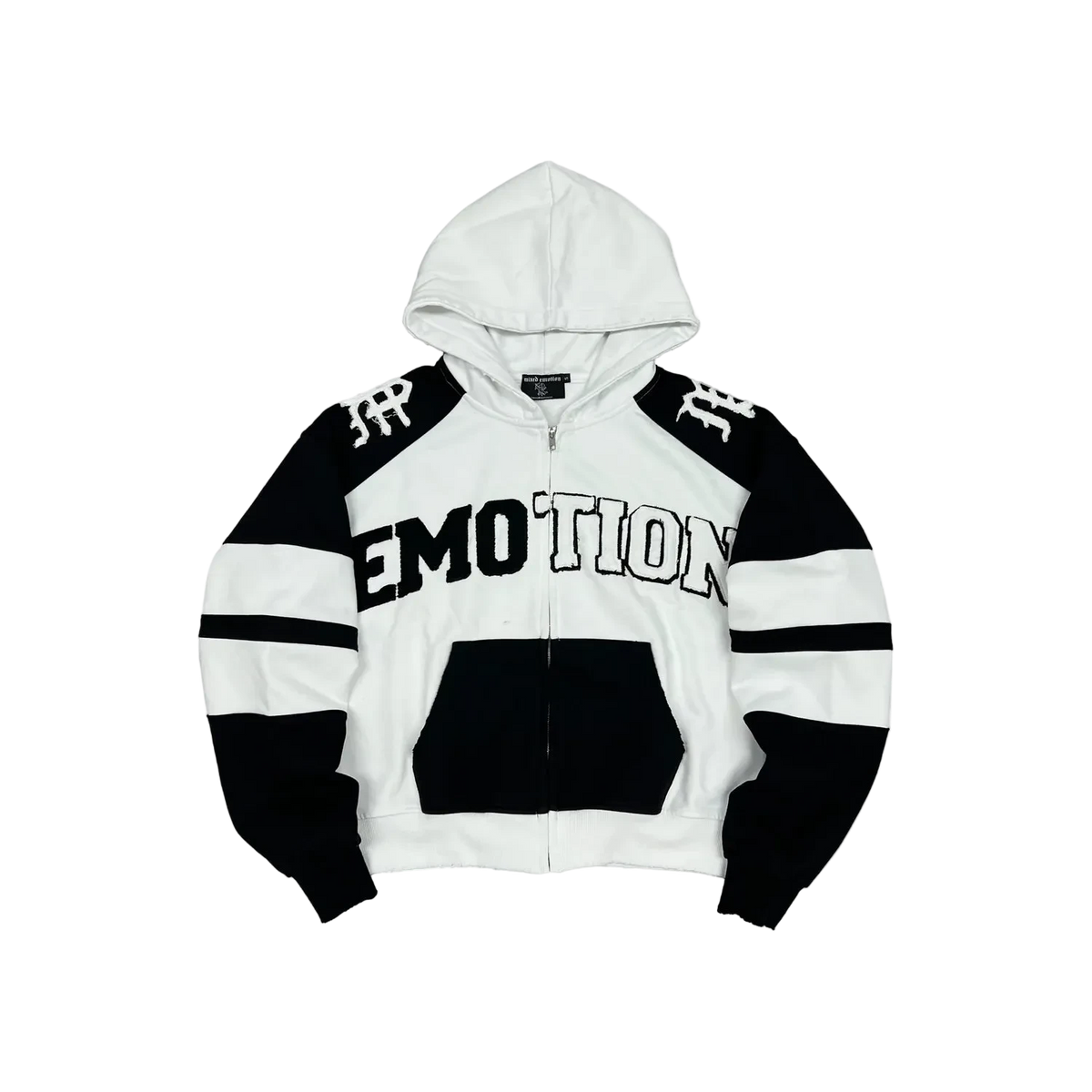 Mixed Emotions Varsity Hoodie – Black/White