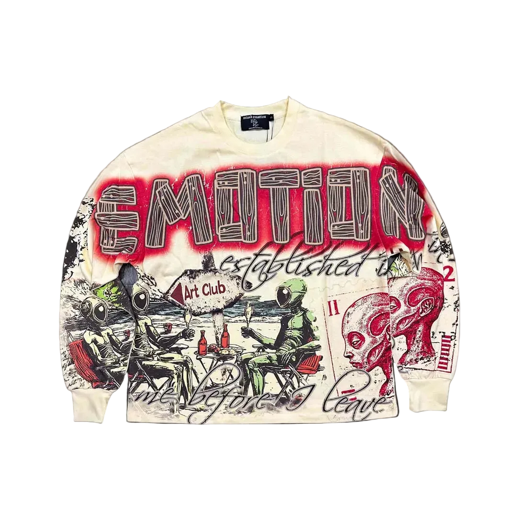 MIXED EMOTION ART CLUB LONG SLEEVE TEE – CREAM