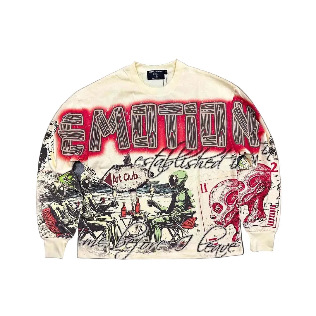 MIXED EMOTION ART CLUB LONG SLEEVE TEE – CREAM